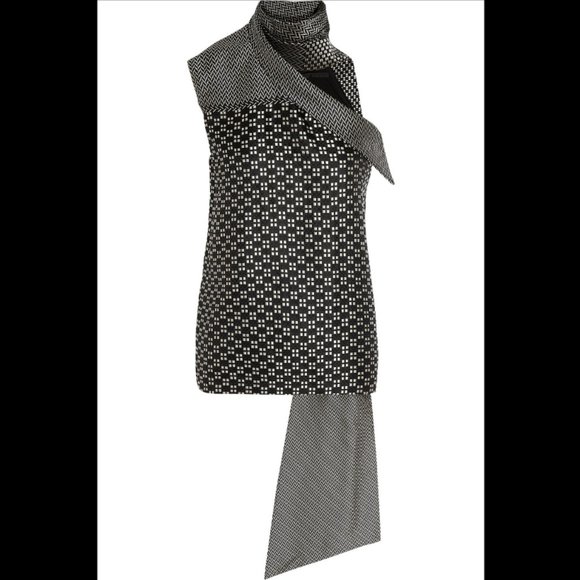New Haider Ackermann Fall 2013 jacquard weave scarf collar one shoulder blouse - Picture 2 of 14